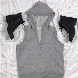 Urban Outfitters Hooded Vest Gray Sz Small